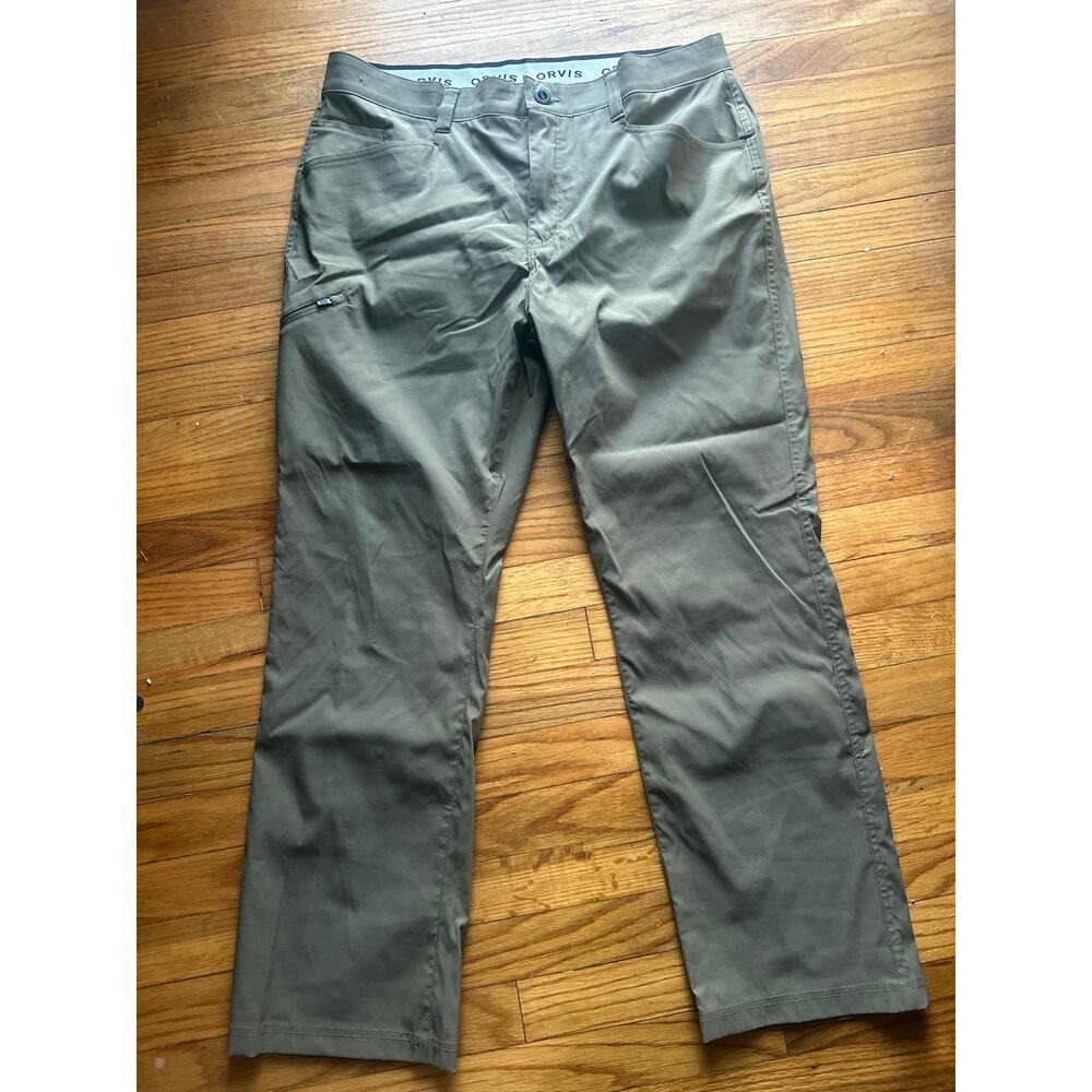 Orvis Men’s Performance Travel Pants Gray-Green 38x30 Zippered Pocket
